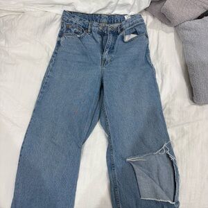 Dr Denim high waisted straight leg ripped jeans